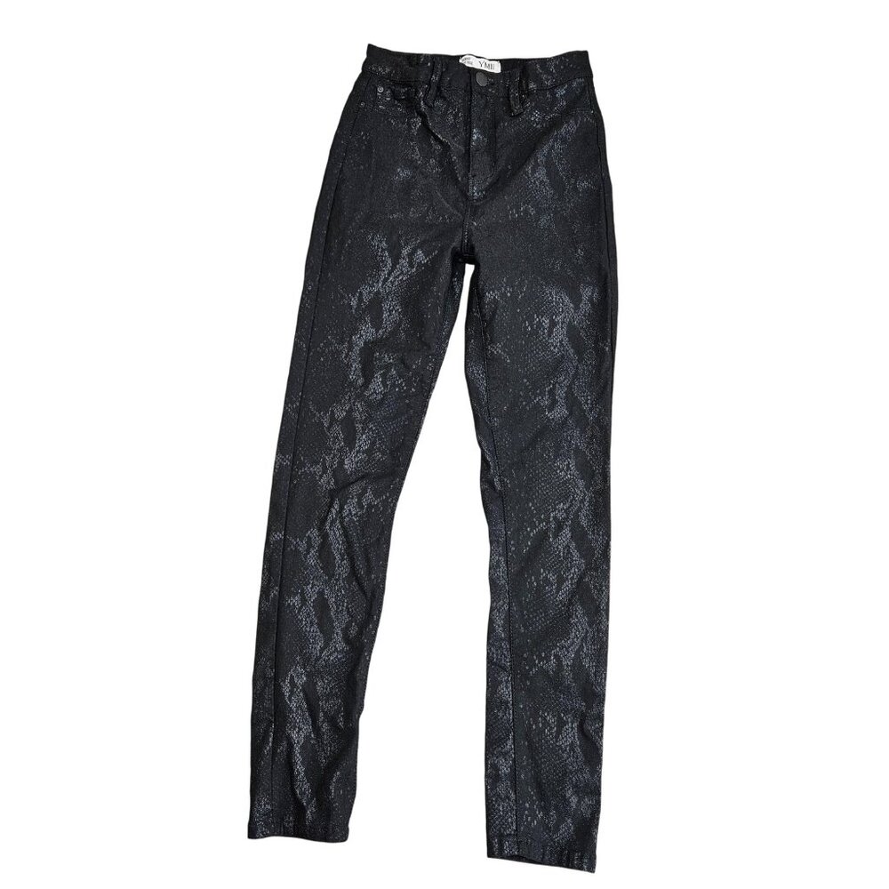 YMI Jeans Womens Large Black Skinny High Rise Snake Print Stretch Pants